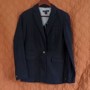 British Khaki Dark Navy Single-Button Blazer